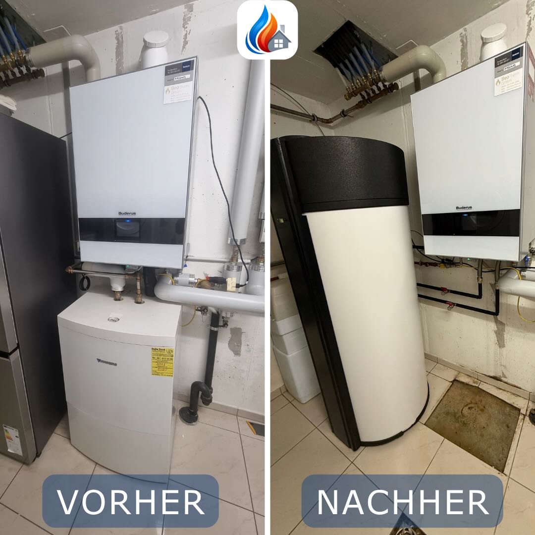 Elektroboiler demontieren, Wärmepumpenboiler montieren – Vorher-Nachher Bild Kibernetik Sanvis