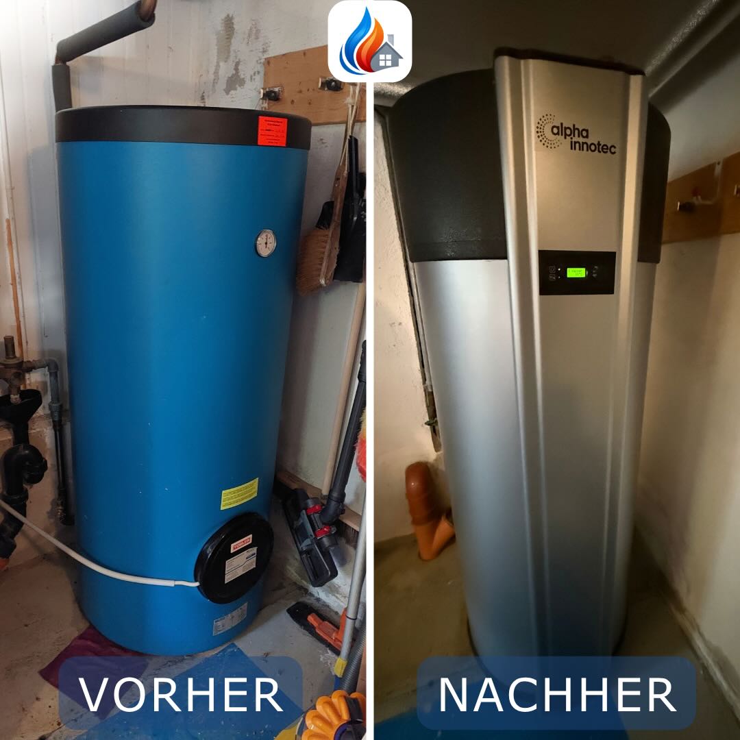 Elektroboiler demontieren, Wärmepumpenboiler montieren – Vorher-Nachher Sanvis